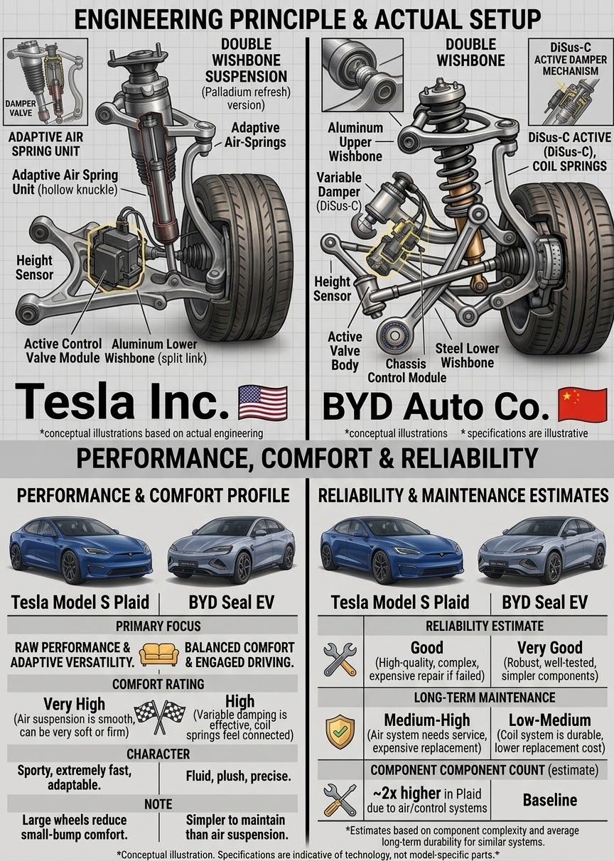 Tesla Model S Plaid vs BYD Seal: Suspensão e Dinâmica de Condução